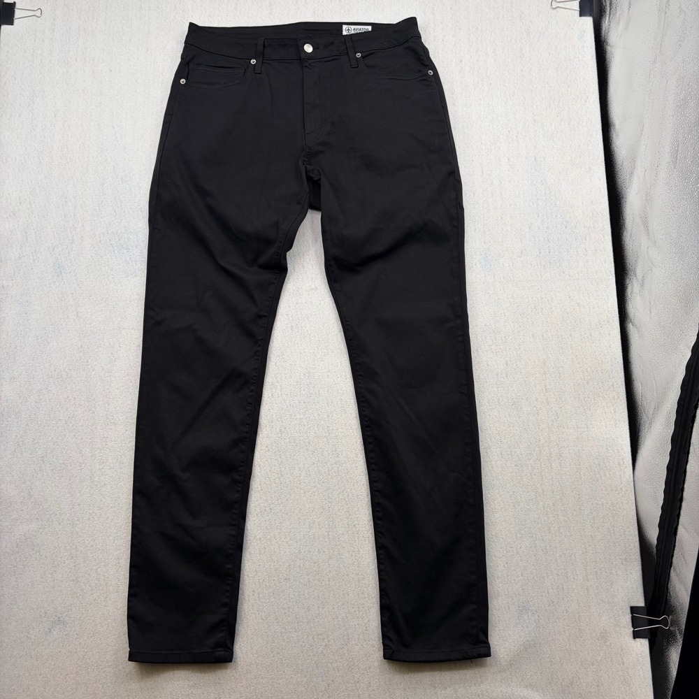 Aviator USA Slim Fit Jet Black Travel Jeans Mens 36 M2198SLM Stretch Tencel